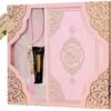 Coffret Cadeau Musulman-Saint Coran en arabe Tapis de prière, Tesbih, Siwak (Rose)