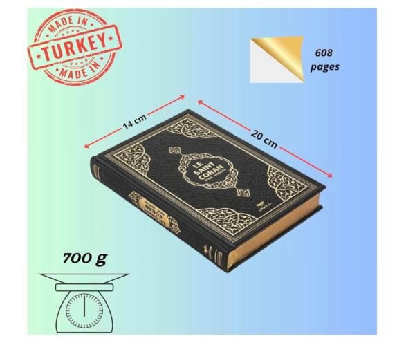 Coffret Cadeau Musulman-Saint Coran en français Tapis de prière, Tesbih, Siwak (Noir)