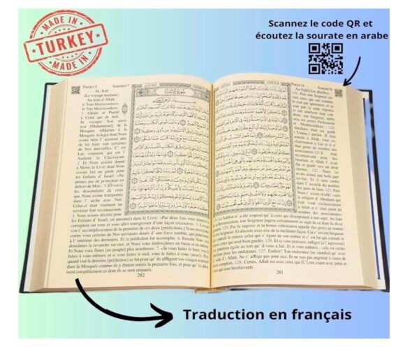 Coffret Cadeau Musulman-Saint Coran en français Tapis de prière, Tesbih, Siwak (Noir)