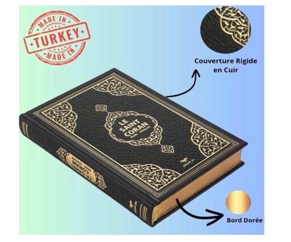 Coffret Cadeau Musulman-Saint Coran en français Tapis de prière, Tesbih, Siwak (Noir)