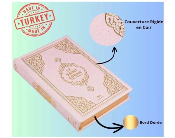 Coffret Cadeau Musulman-Saint Coran en français Tapis de prière, Tesbih, Siwak (Rose)