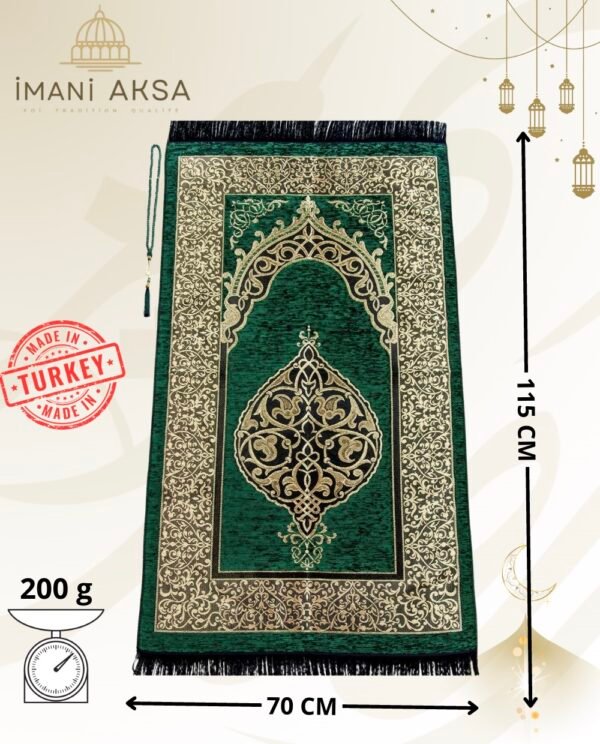 cadeau tapis prière musulman vert