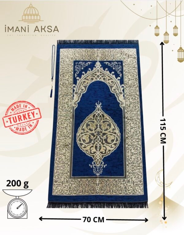 cadeau tapis prière musulman bleu foncé 🎁 Coffret Cadeau Islamique – Tapis de Prière, Livre de Sourates avec Étui, Tesbih & Zikirmatik (Bleu foncé)